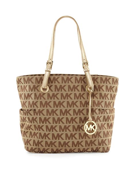 michael kors canvas brown|Michael Kors brown totes.